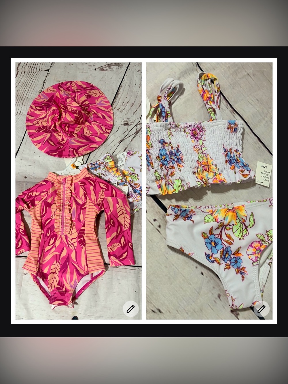 Jessica Simpson 4pc NWT infant girls swimsuit and sun hat 12 months